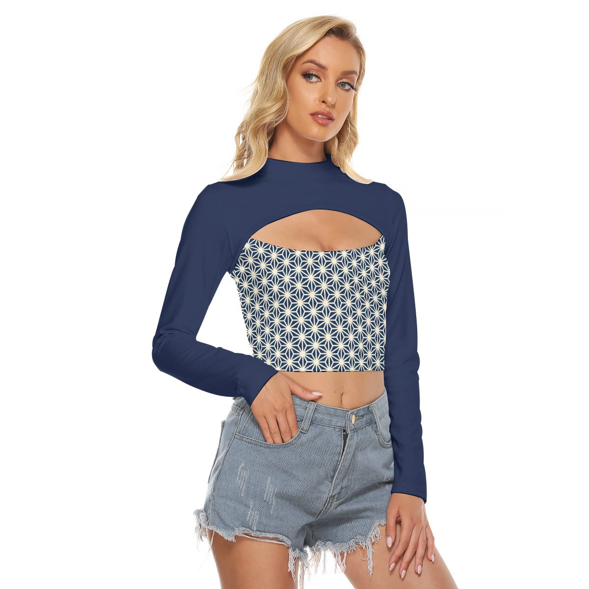 Asanoha Keyhole Crop Top