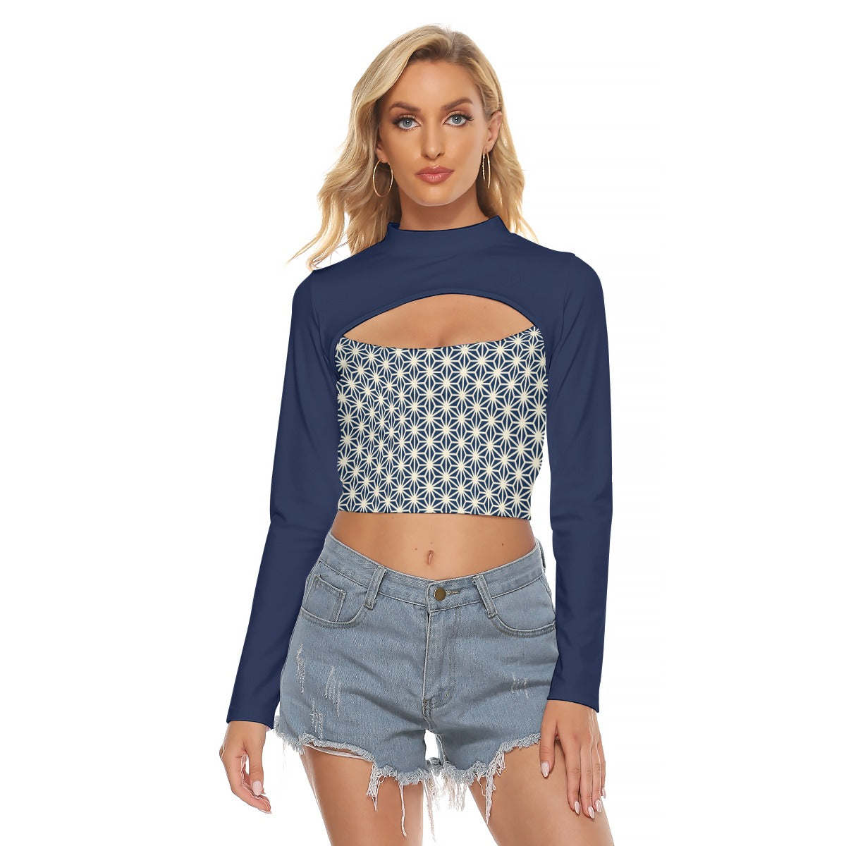 Asanoha Keyhole Crop Top