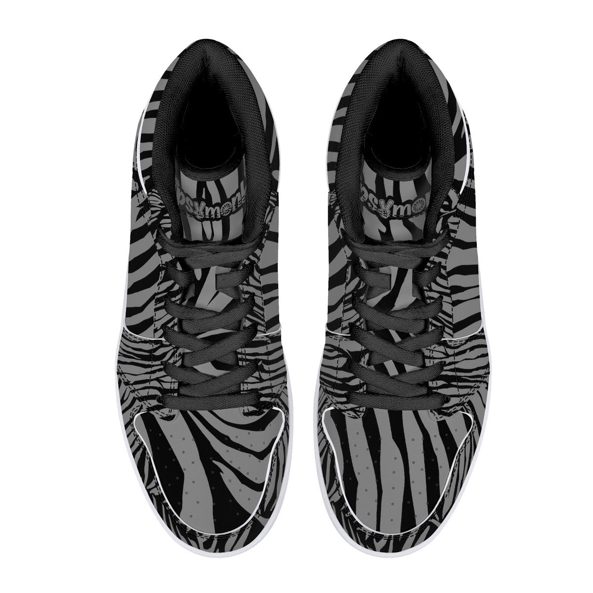 "Mono Zebra" High-Top Synthetic Leather Sneakers