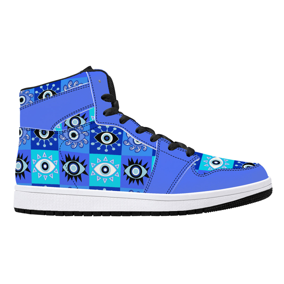 "Evil Eye" High-Top Synthetic Leather Sneakers