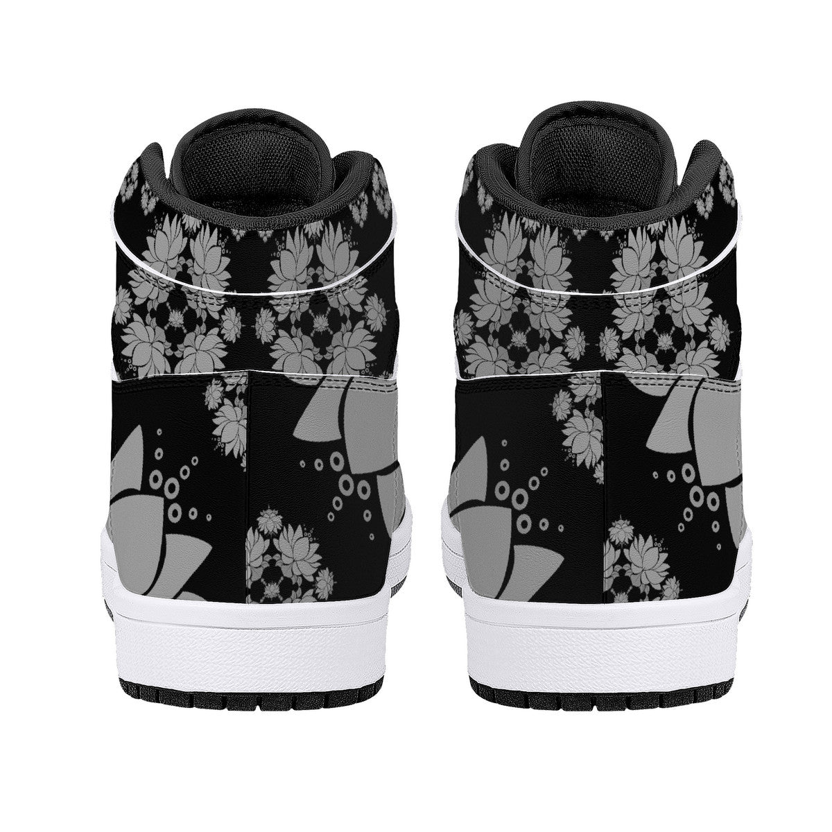 "Mono Lotus" High-Top Synthetic Leather Sneakers