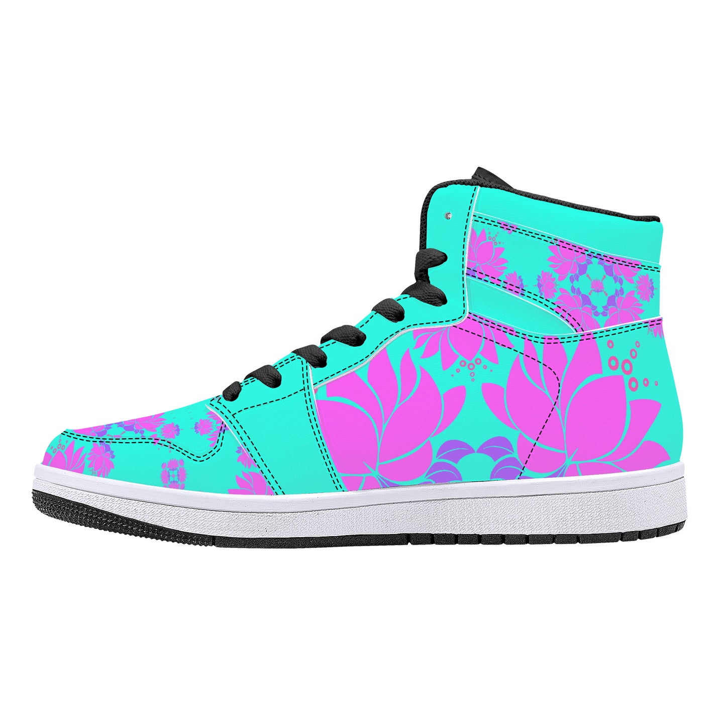 "Lotus" High-Top Synthetic Leather Sneakers