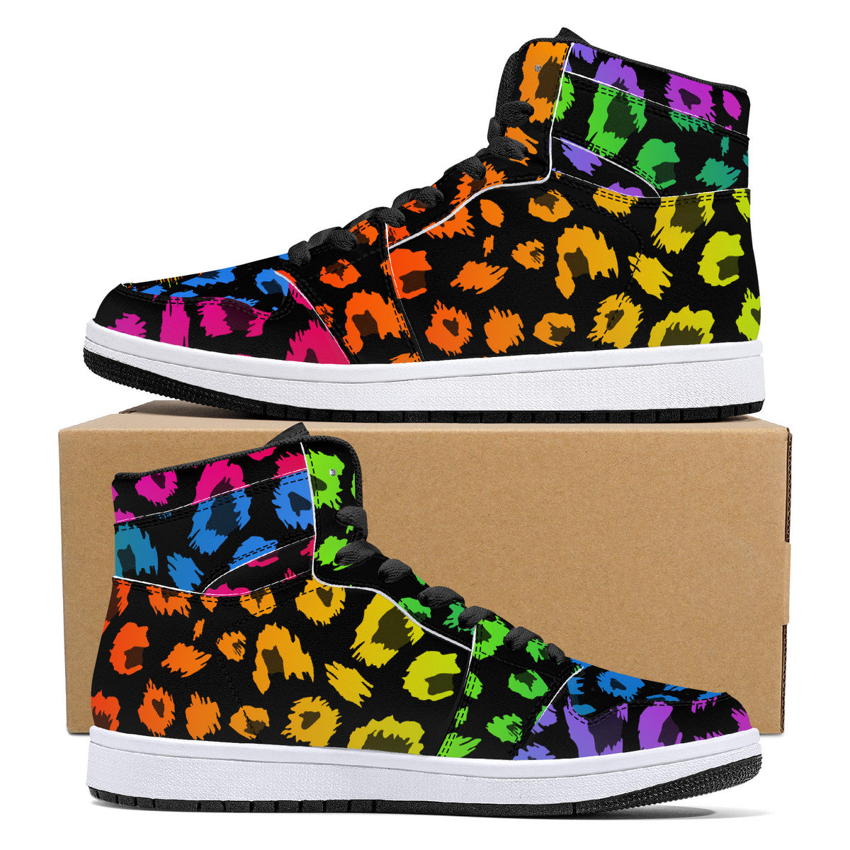 "Jaguar" High-Top Synthetic Leather Sneakers