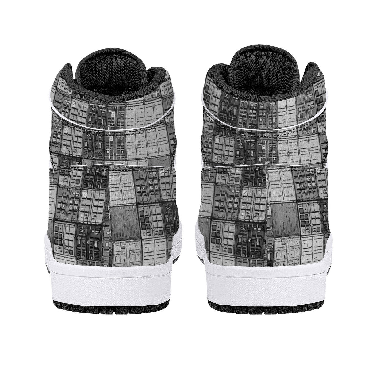 "Mono Shipping Containers" High-Top Synthetic Leather Sneakers