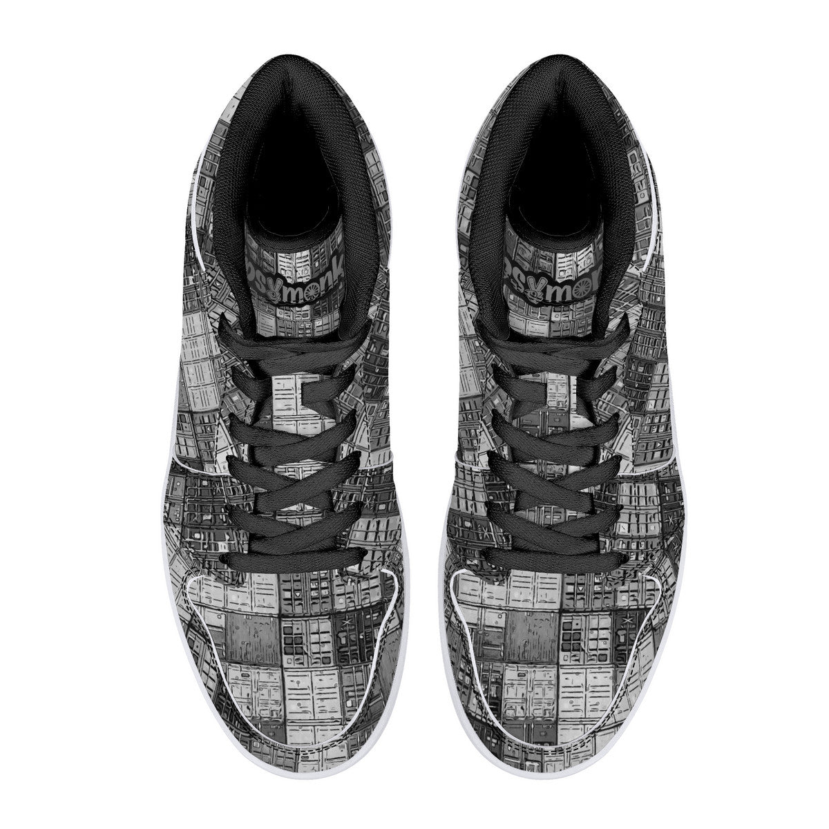 "Mono Shipping Containers" High-Top Synthetic Leather Sneakers