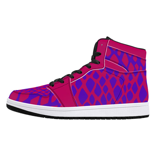 "Snake" High-Top Synthetic Leather Sneakers