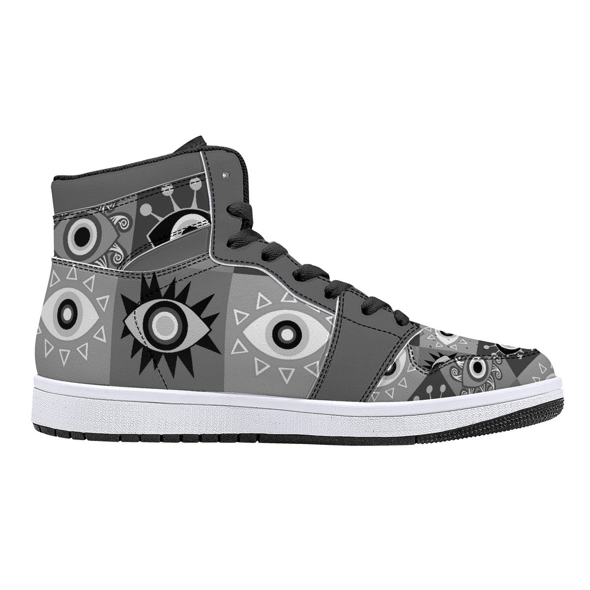 "Mono Evil Eye" High-Top Synthetic Leather Sneakers
