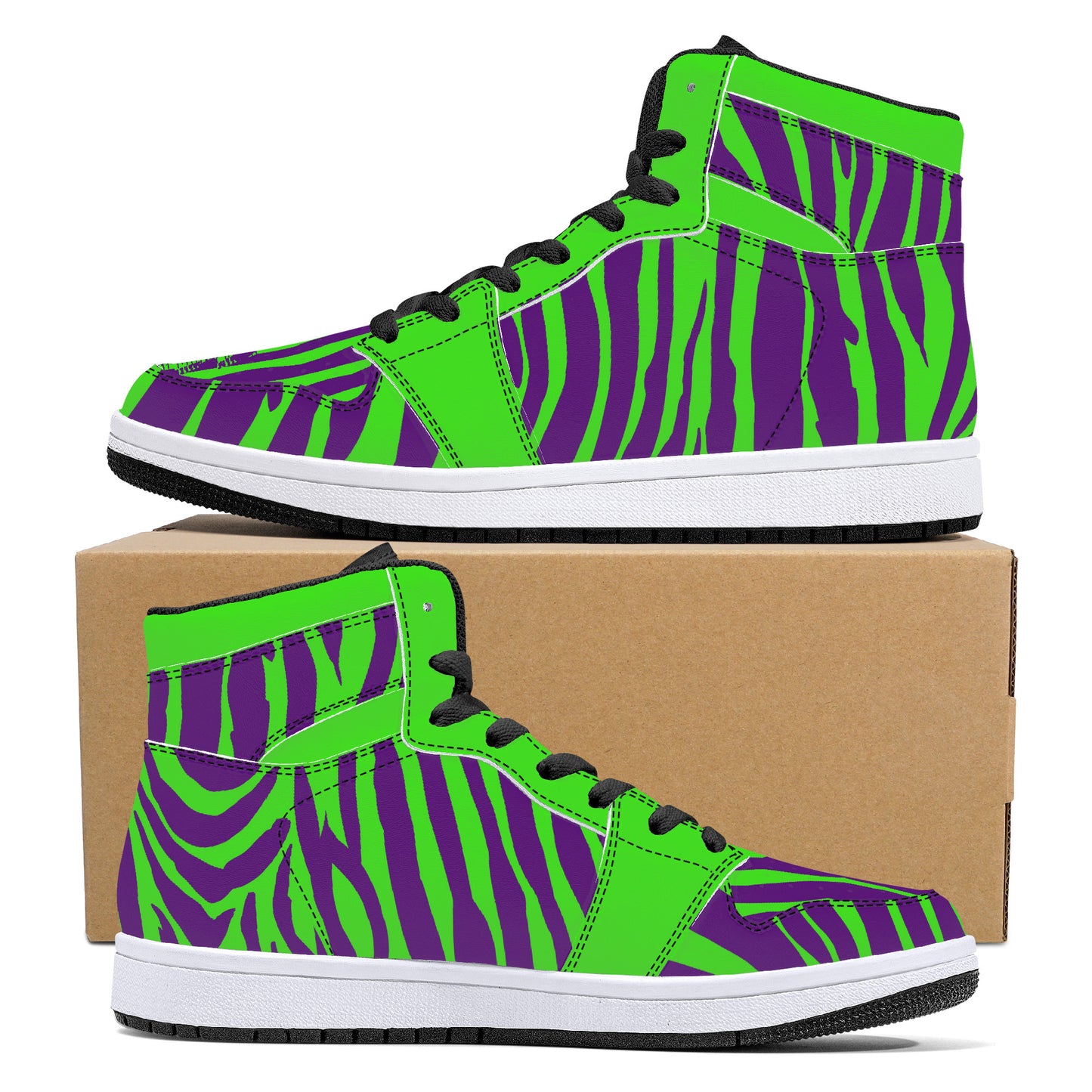 "Zebra" High-Top Synthetic Leather Sneakers
