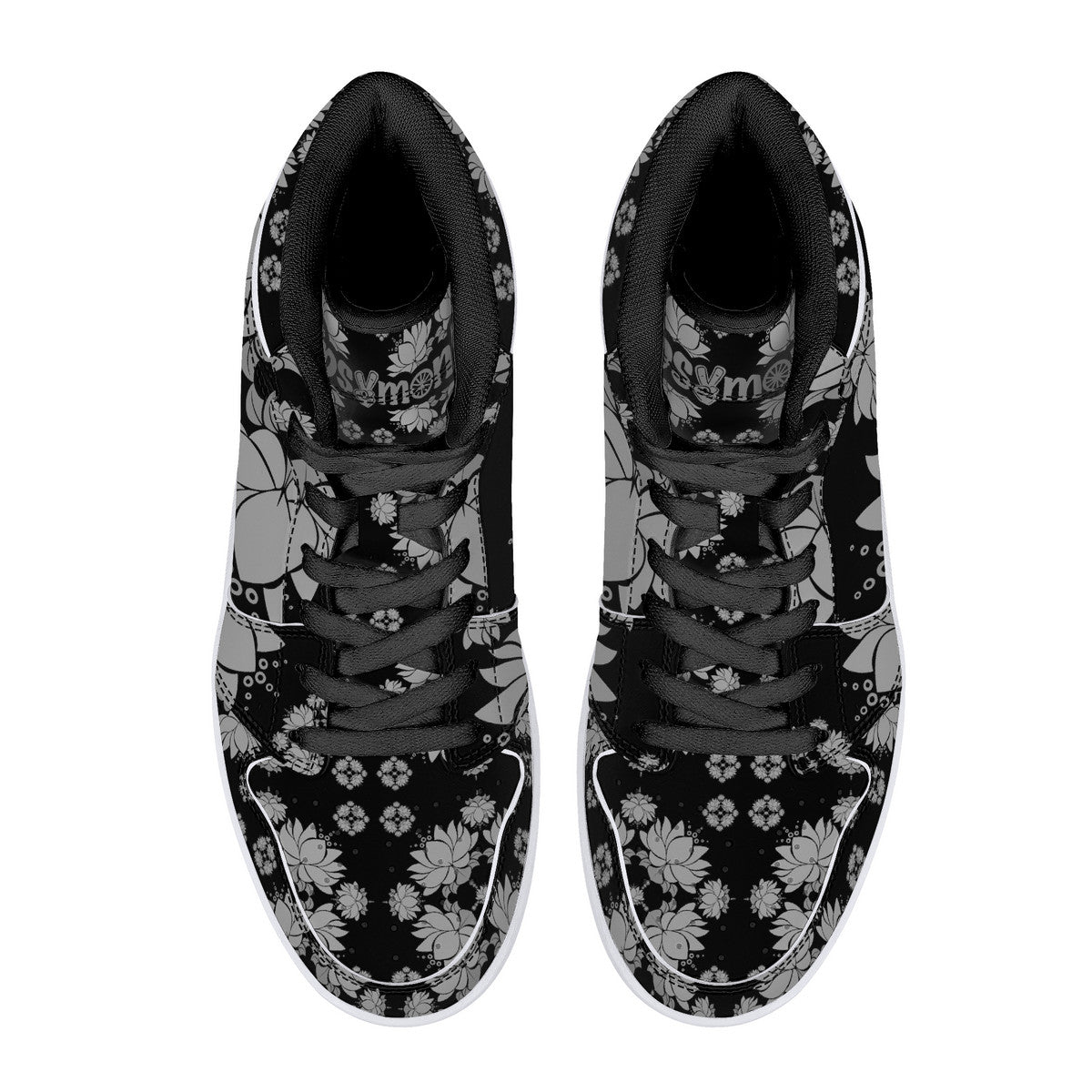 "Mono Lotus" High-Top Synthetic Leather Sneakers