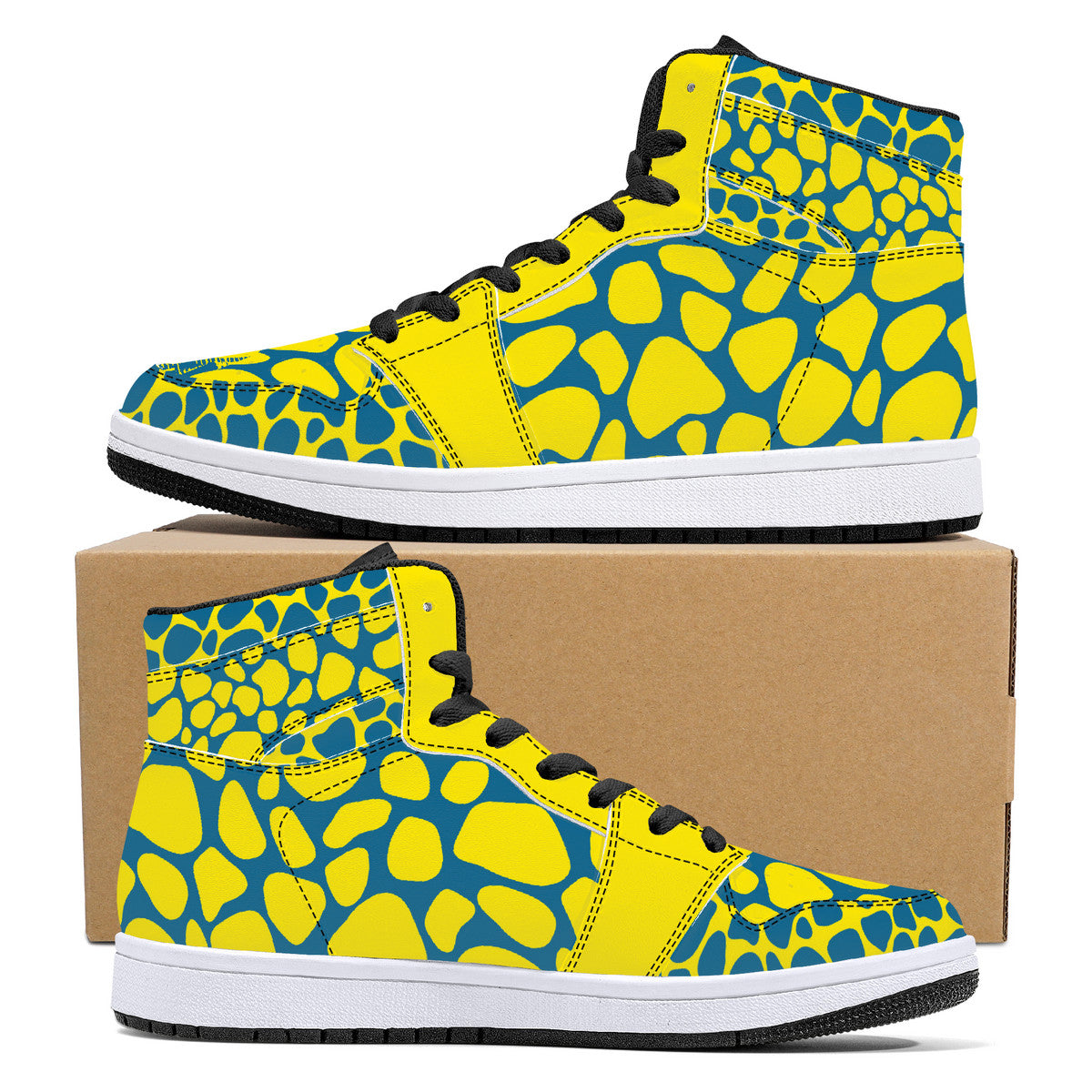 "Giraffe" High-Top Synthetic Leather Sneakers