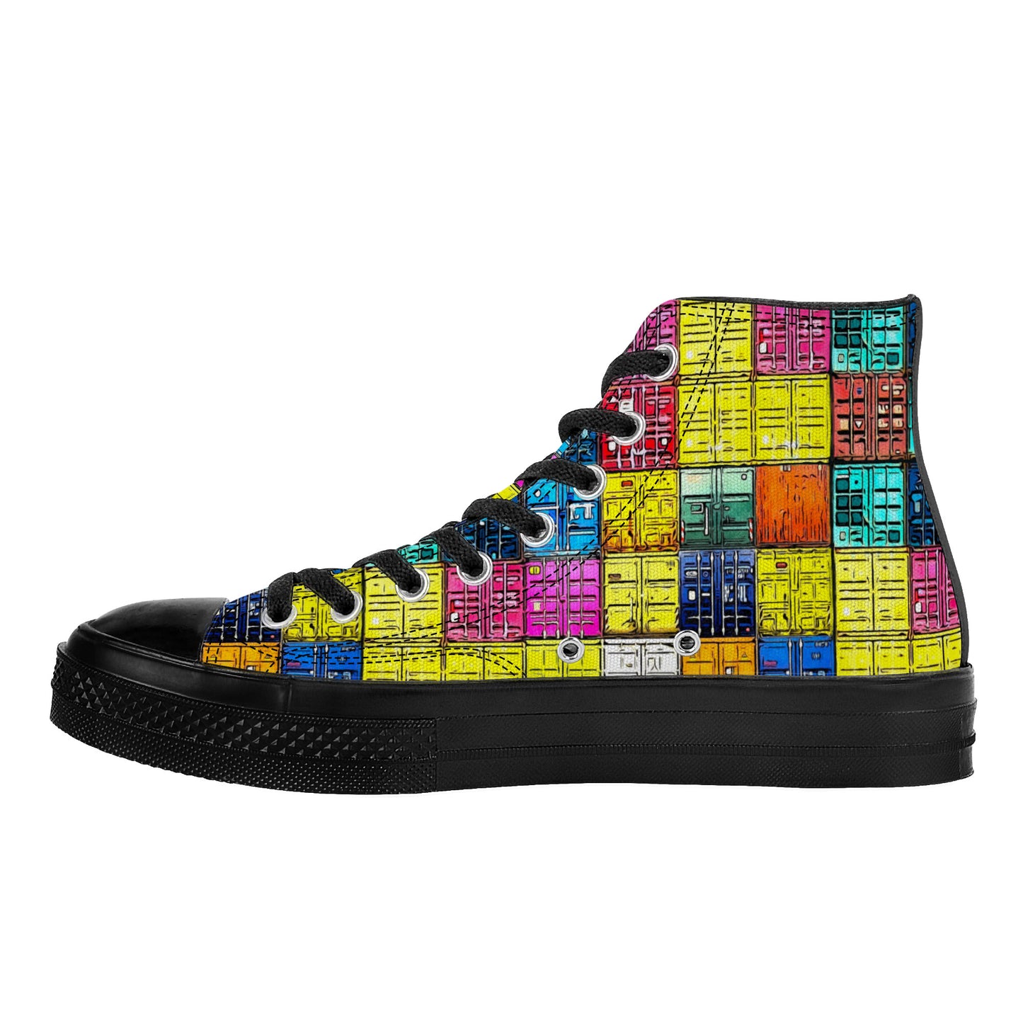 "Shipping Containers" High Top Canvas Shoes