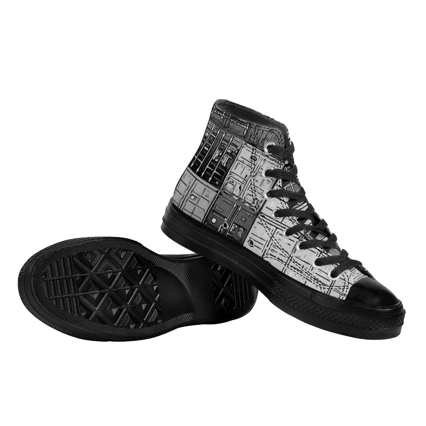 "Mono Shipping Containers" High Top Canvas Shoes