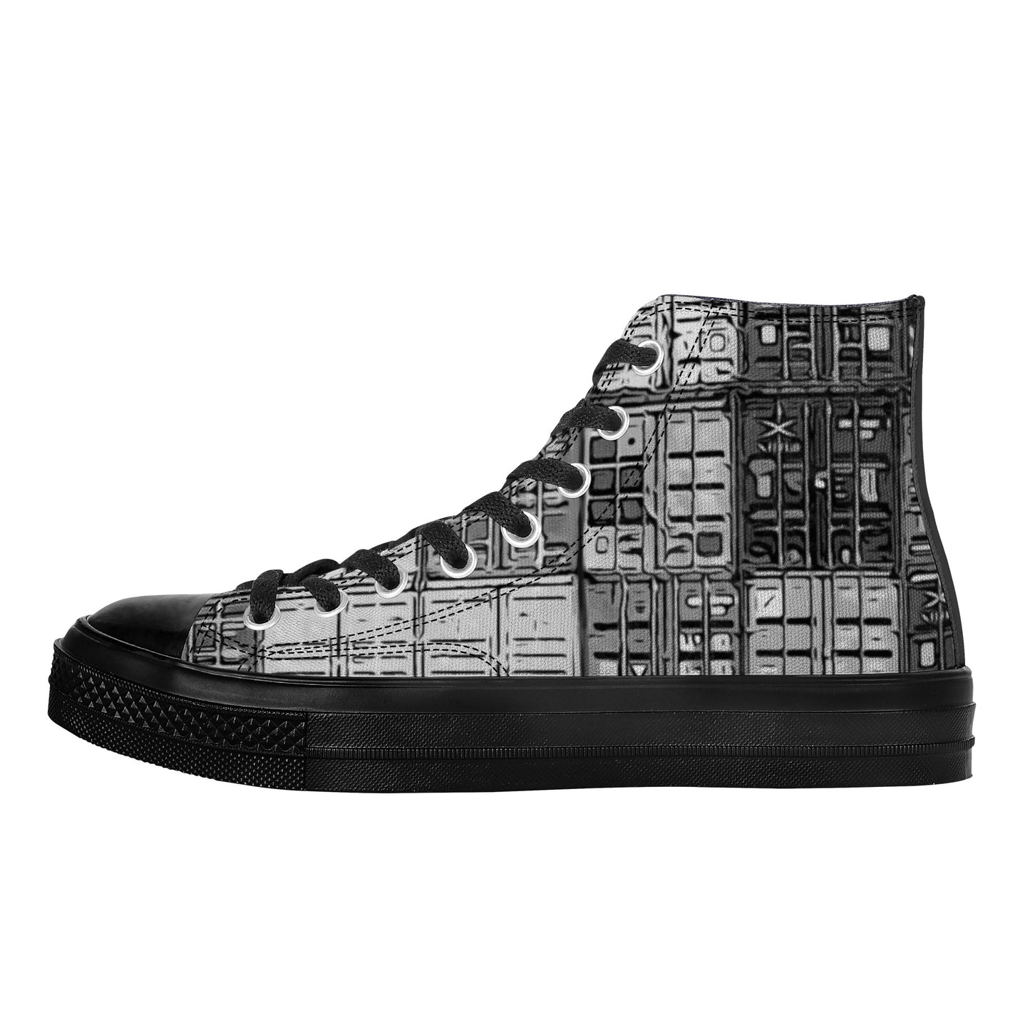 "Mono Shipping Containers" High Top Canvas Shoes