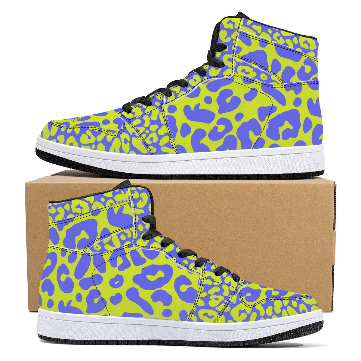 "Leopard" High-Top Synthetic Leather Sneakers