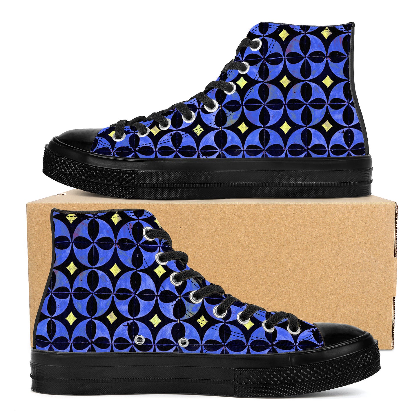 "Azulejo Português" (Blue) High Top Canvas Shoes